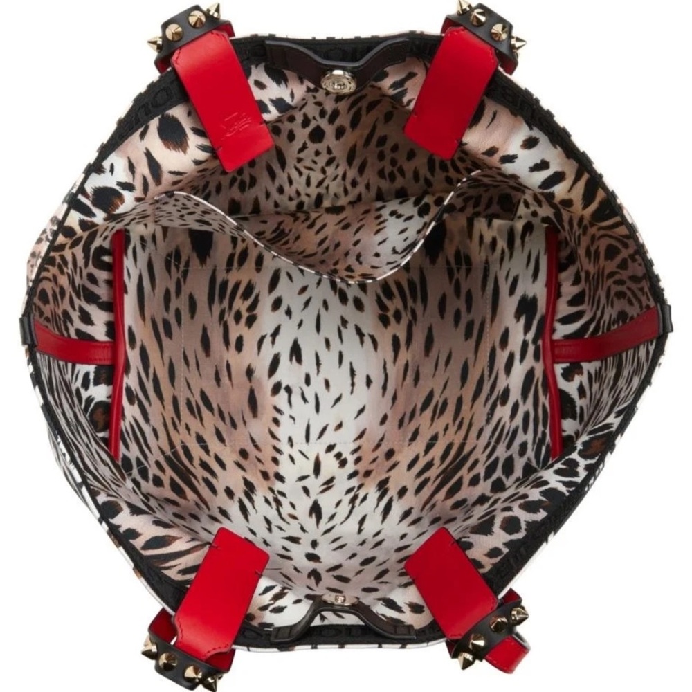 NWT—Christian Louboutin CABATA Spiked Studded Gigi Leopard Canvas Tote Bag - Picture 3 of 9